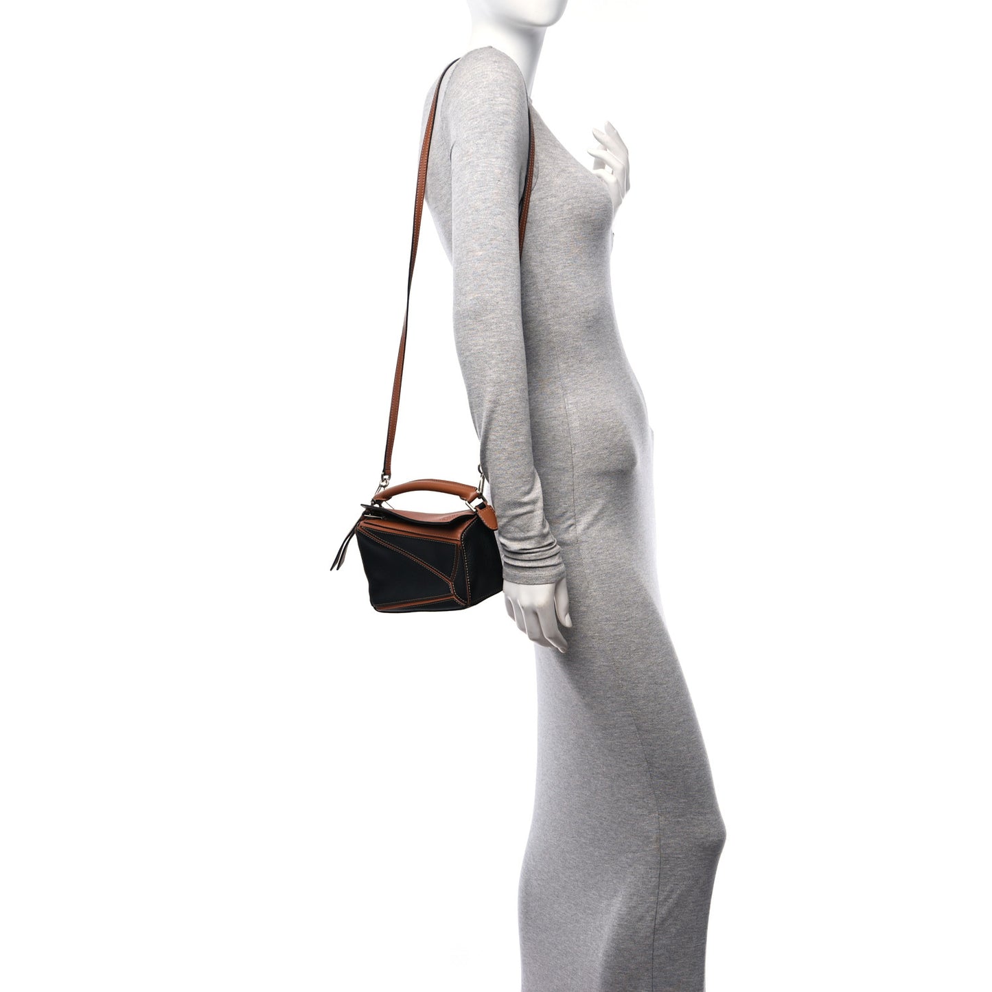 Calfskin Mini Puzzle Bag Tan Black