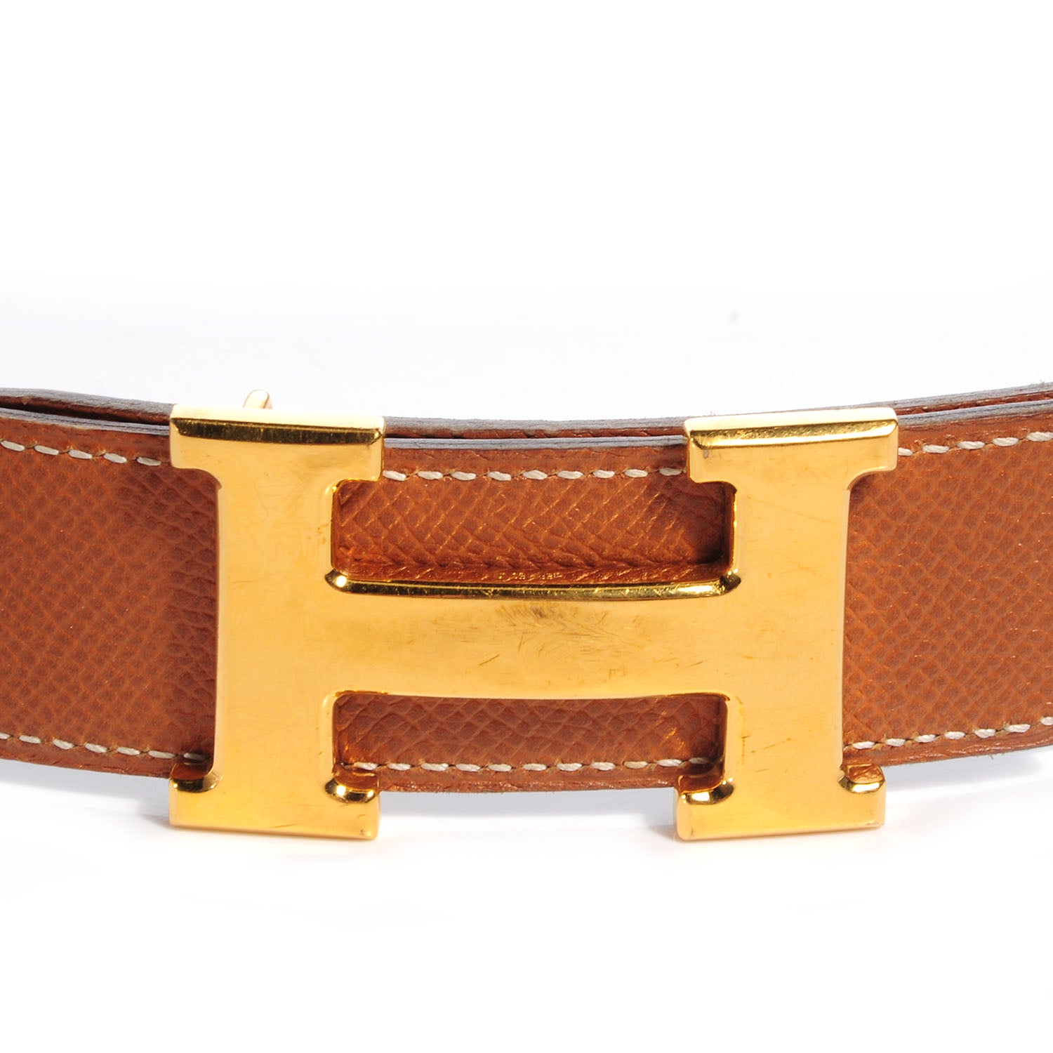 Hermes Courchevel Box Reversible Polished Constance 32mm H Belt 68 Gold Noir 3 of 7
