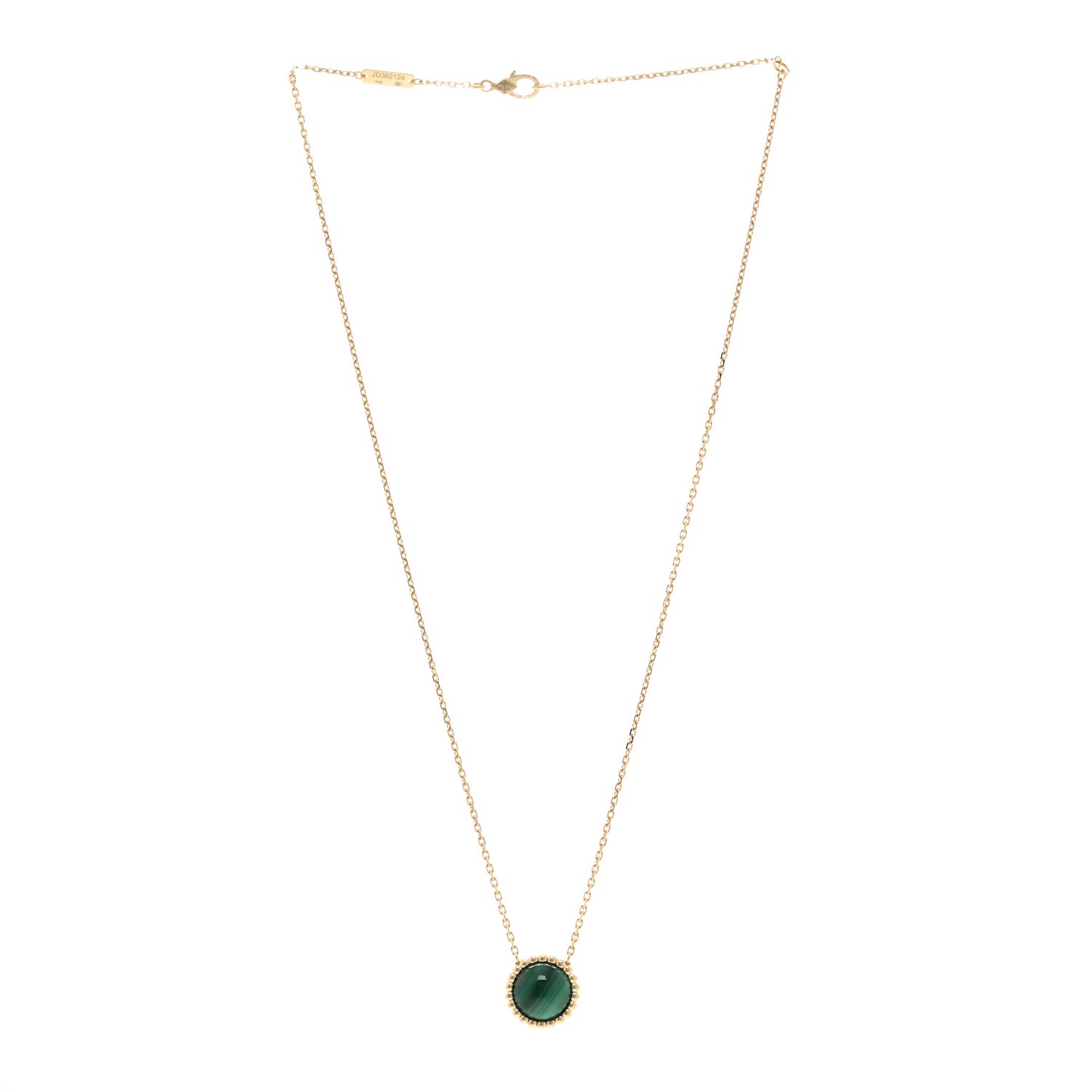 18K Yellow Gold Malachite Perlee Couleurs Pendant Necklace