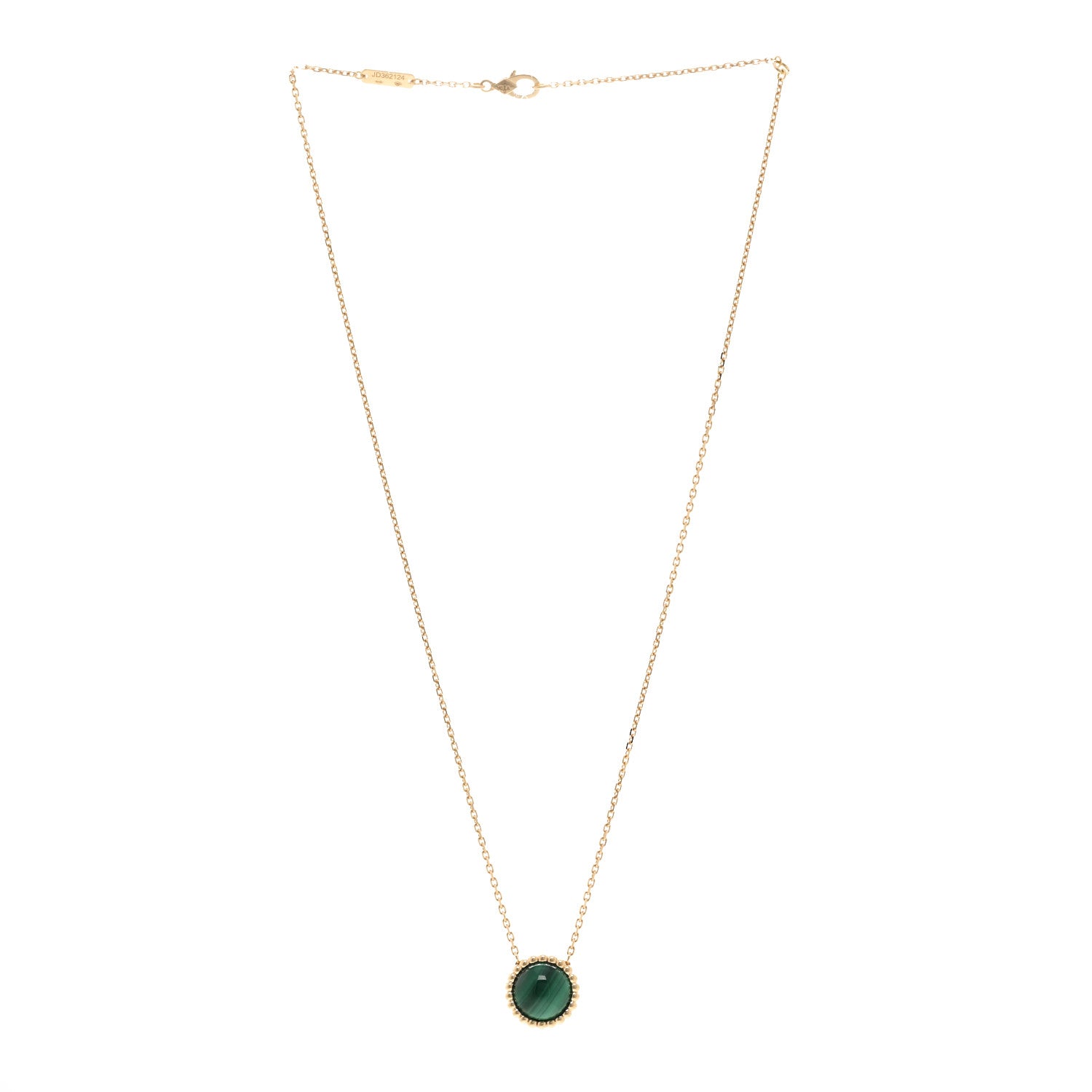 Van Cleef & Arpels 18K Yellow Gold Malachite Perlee Couleurs Pendant Necklace 3 of 5