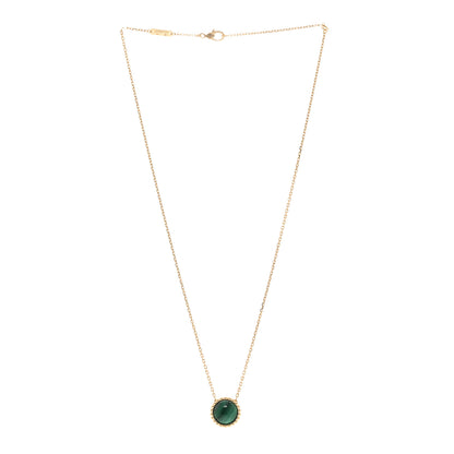 Van Cleef & Arpels 18K Yellow Gold Malachite Perlee Couleurs Pendant Necklace 3 of 5