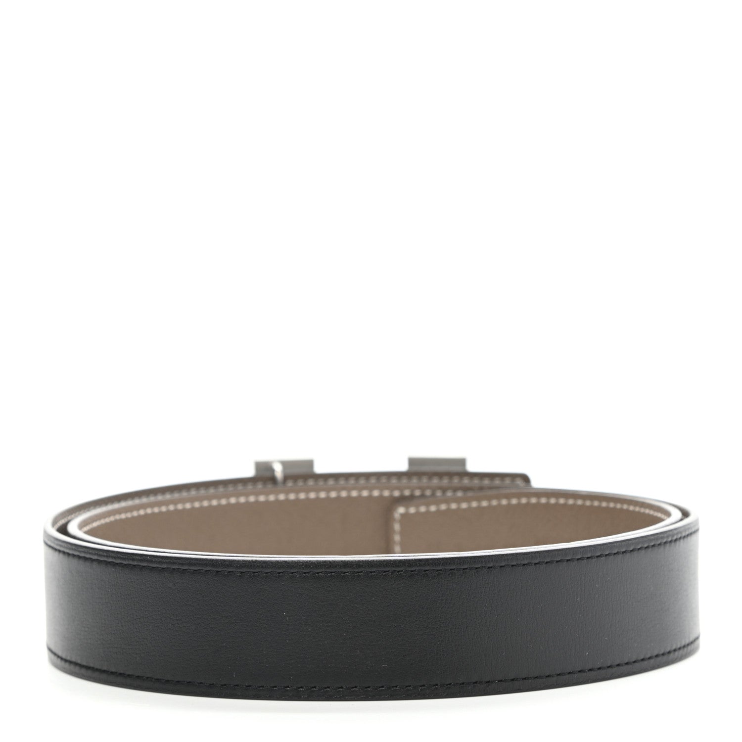 Hermes Box Togo 32mm H Belt 85 Black Etoupe 2 of 6