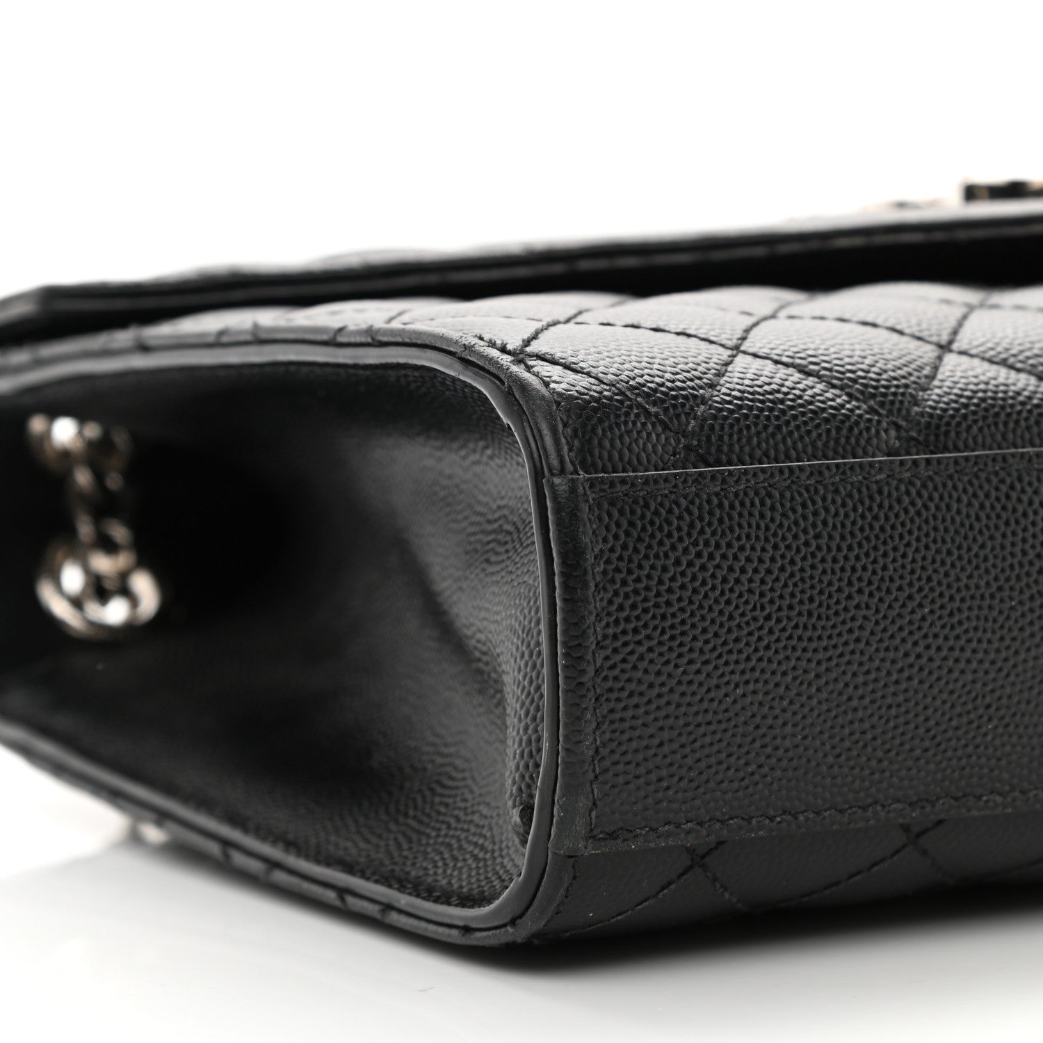 Saint Laurent Grain De Poudre Textured Mixed Matelasse Triquilt Medium Monogram Satchel Black 11 of 14