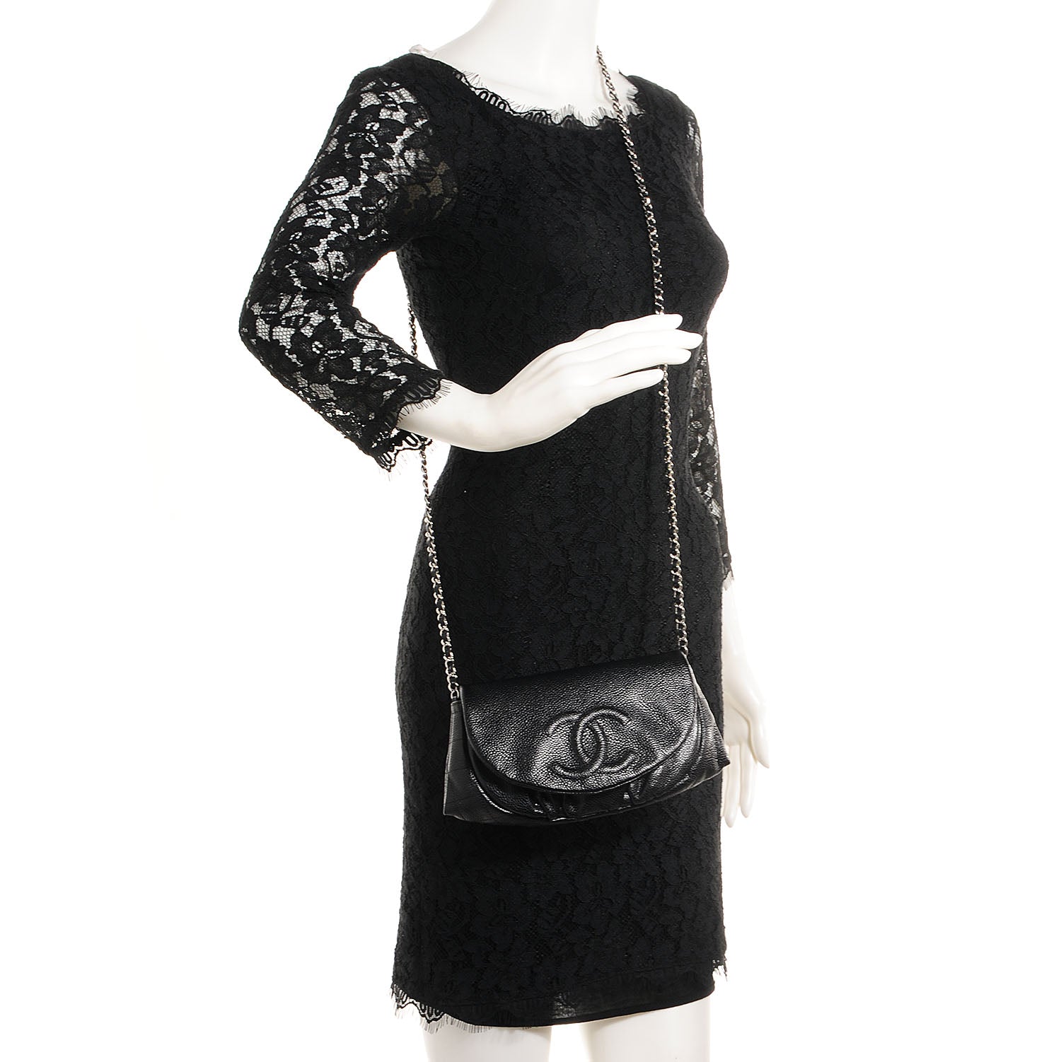 Chanel Caviar Half Moon Wallet On Chain WOC Black 2 of 9