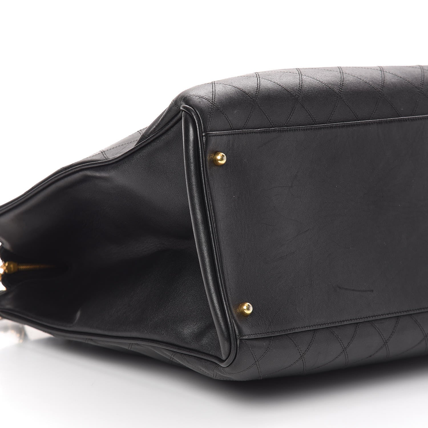 Chanel Calfskin Stitched XL Weekender Black 10 of 12