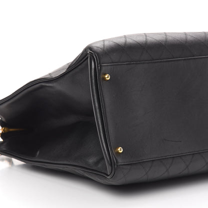 Chanel Calfskin Stitched XL Weekender Black 10 of 12
