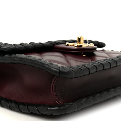 Chanel Lambskin Braided Calfskin Mini Flap Bag Dark Burgundy Black 11 of 12