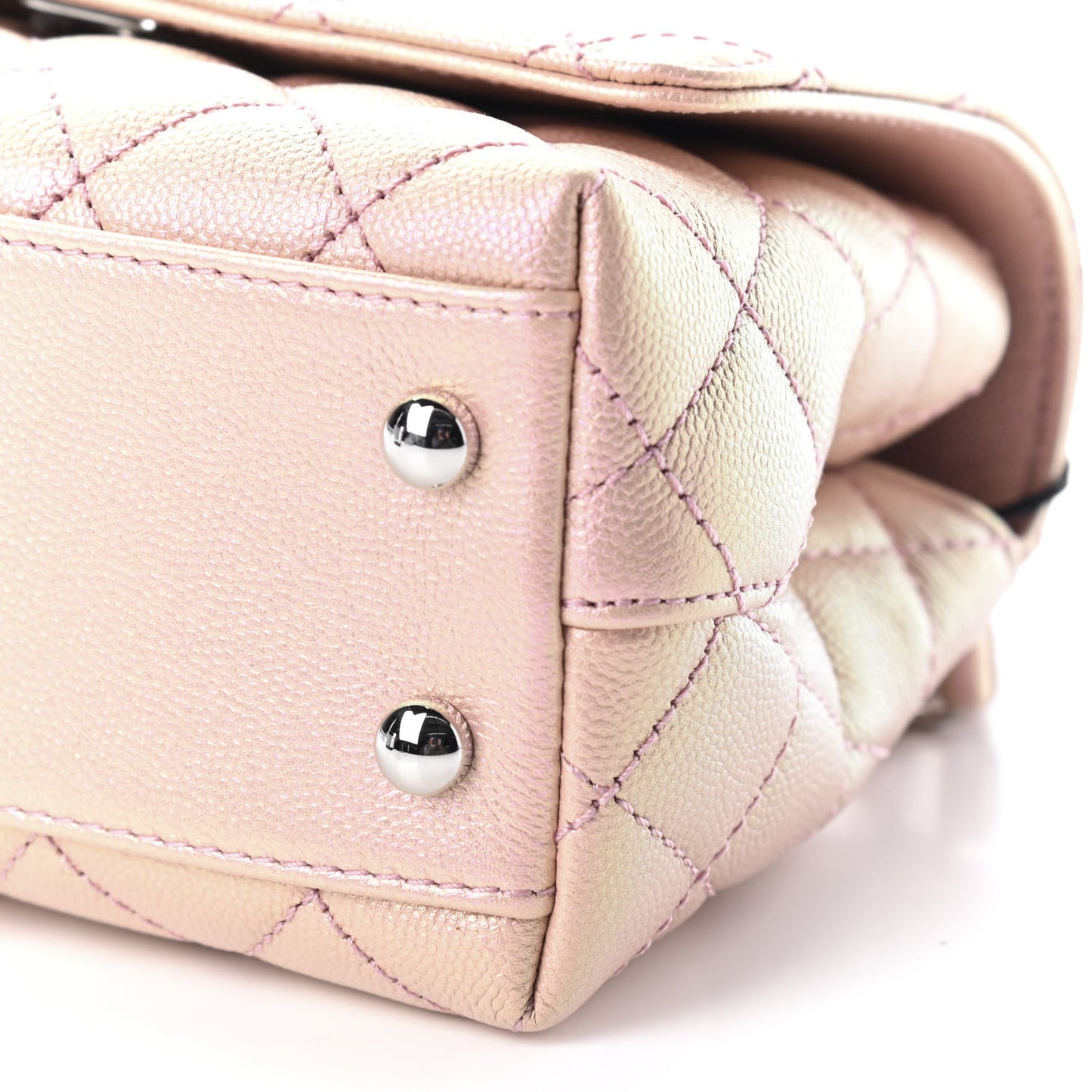 Iridescent Caviar Quilted Extra Mini Coco Handle Flap Light Pink