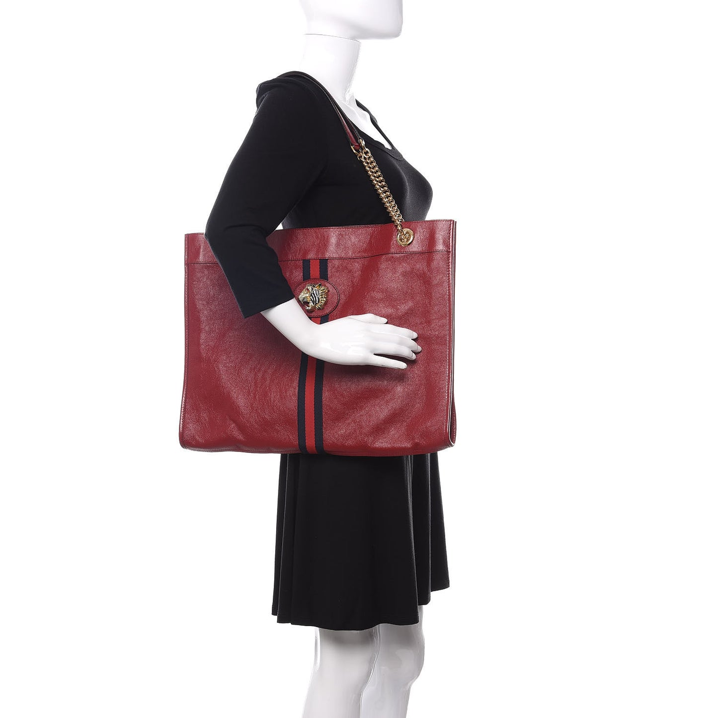 Calfskin Large Rajah Chain Tote Romantic Cherry