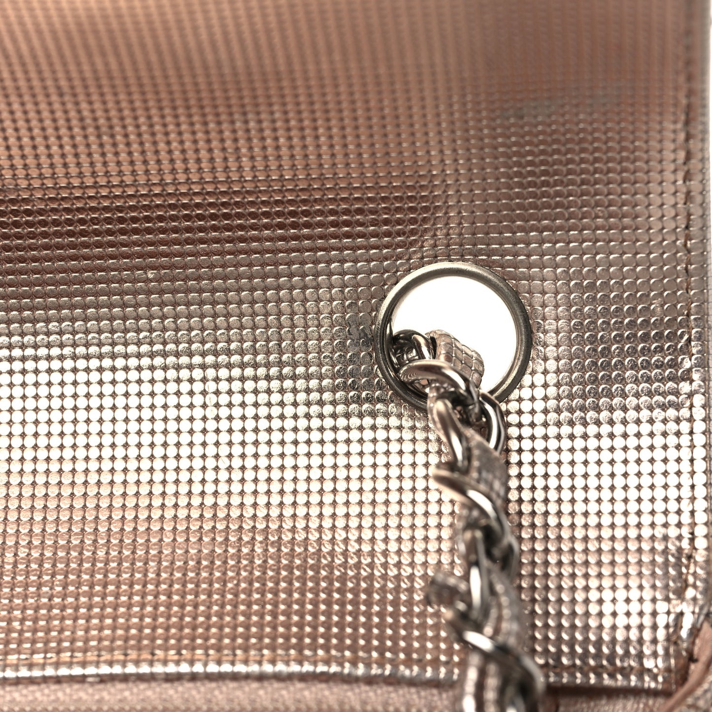 Metallic Calfskin Quilted Pixel Effect Mini Rectangular Flap Pink Gold