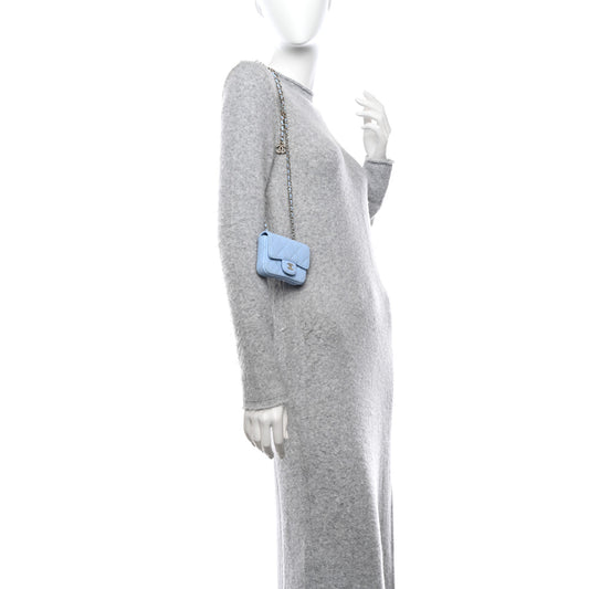 Caviar Quilted Mini Chain Belt Bag Light Blue