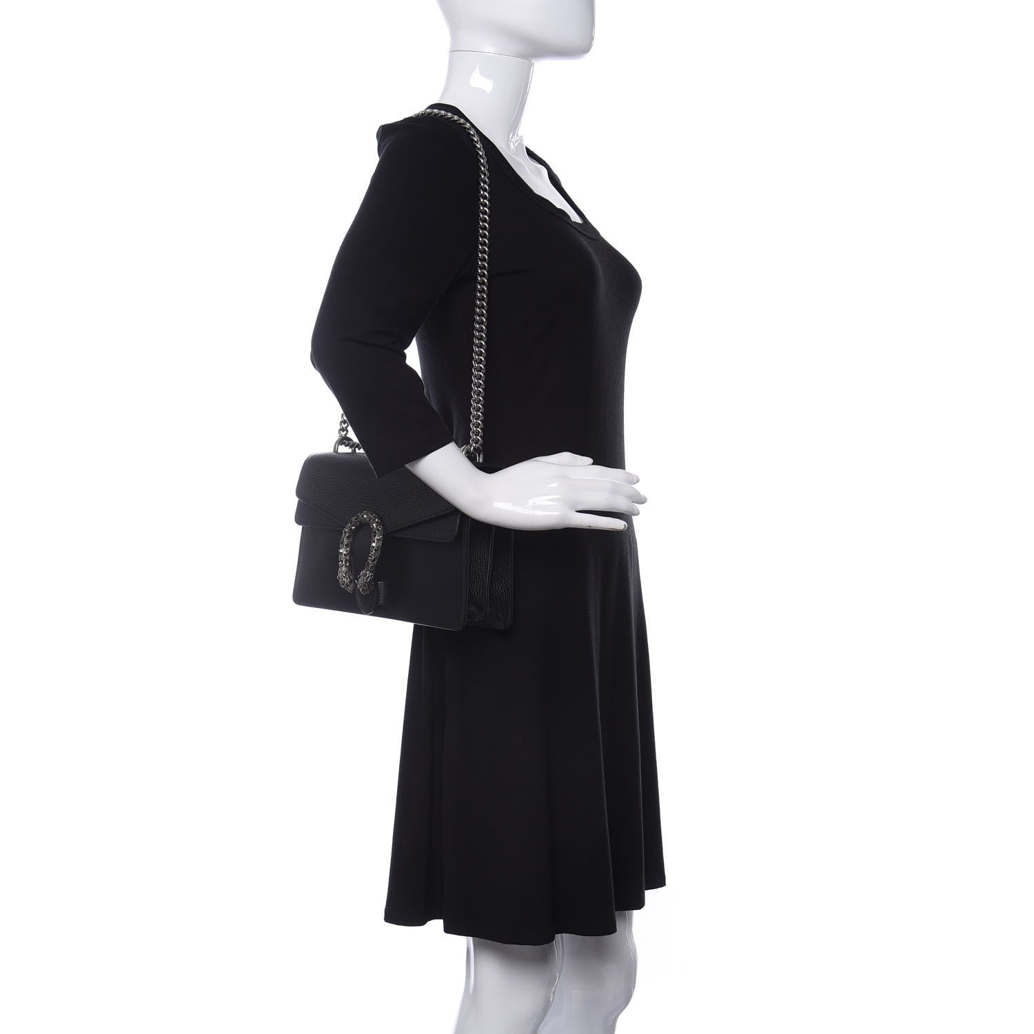 Gucci Pebbled Calfskin Small Dionysus Shoulder Bag Black 2 of 10