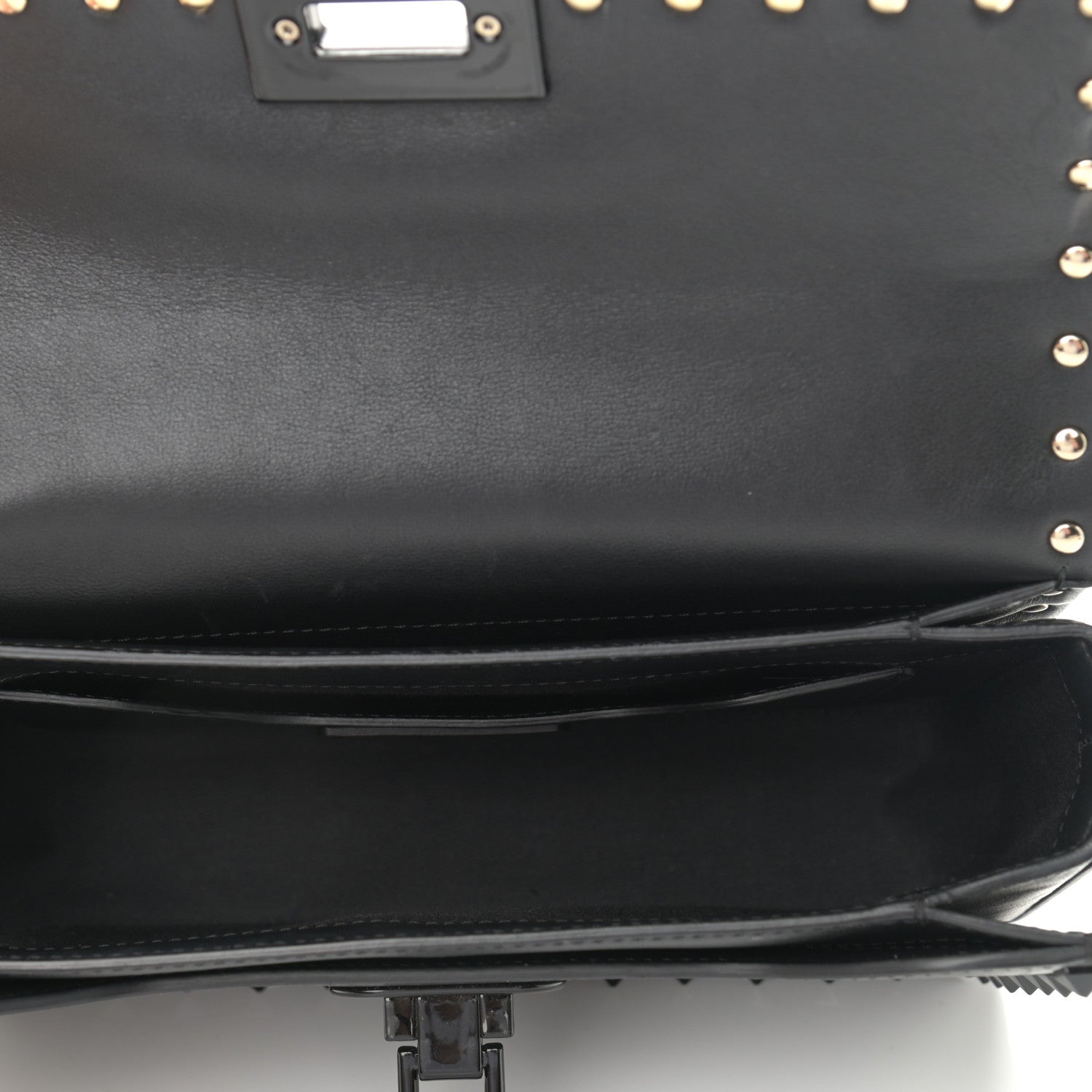 Valentino Garavani Vitello Monochrome Rockstud Flip Lock Bag Black 5 of 15