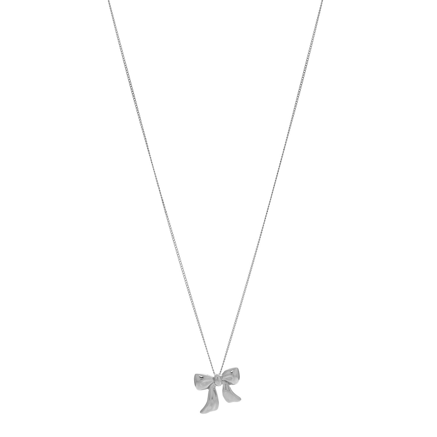Sterling Silver Small Ribbon Pendant Necklace