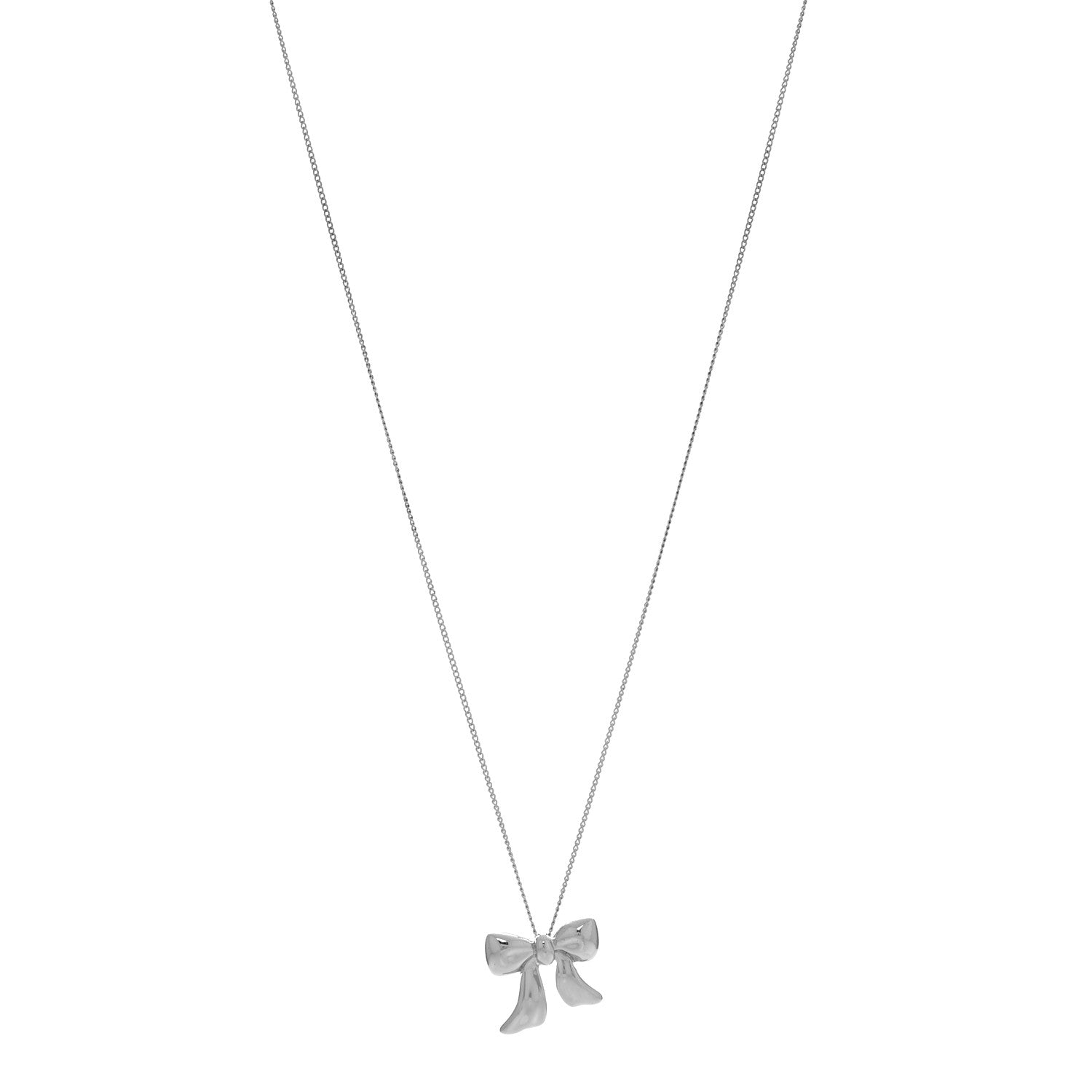 Tiffany Sterling Silver Small Ribbon Pendant Necklace 1 of 4
