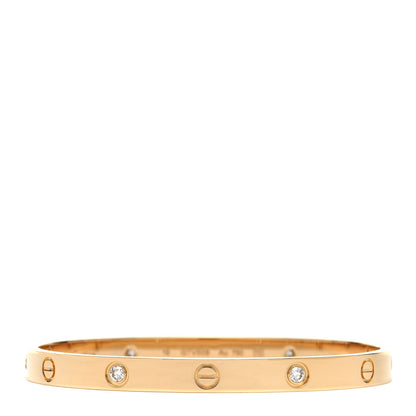 Cartier 18K Yellow Gold 4 Diamond LOVE Bracelet 19 1 of 7