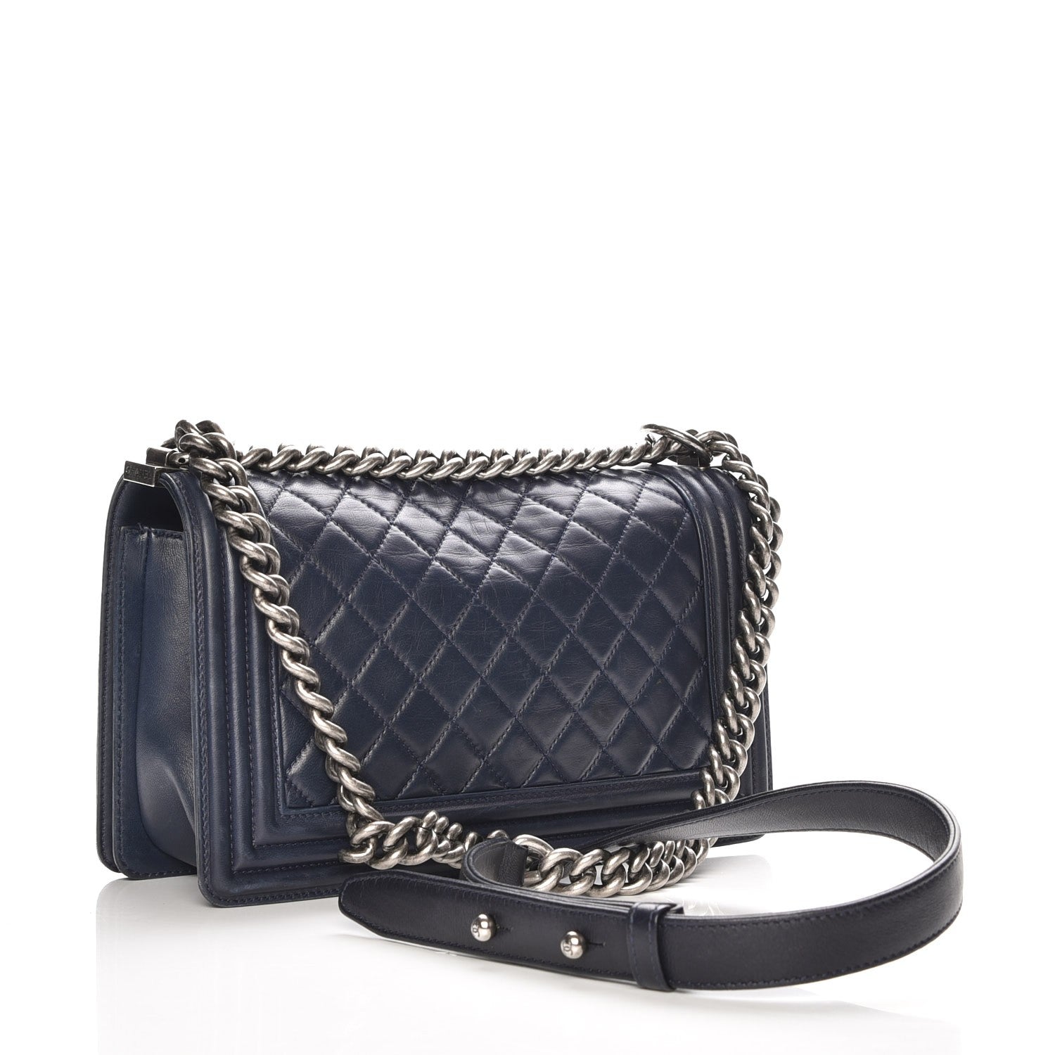 Chanel Lambskin Quilted Medium Boy Flap Dark Blue 3 of 13