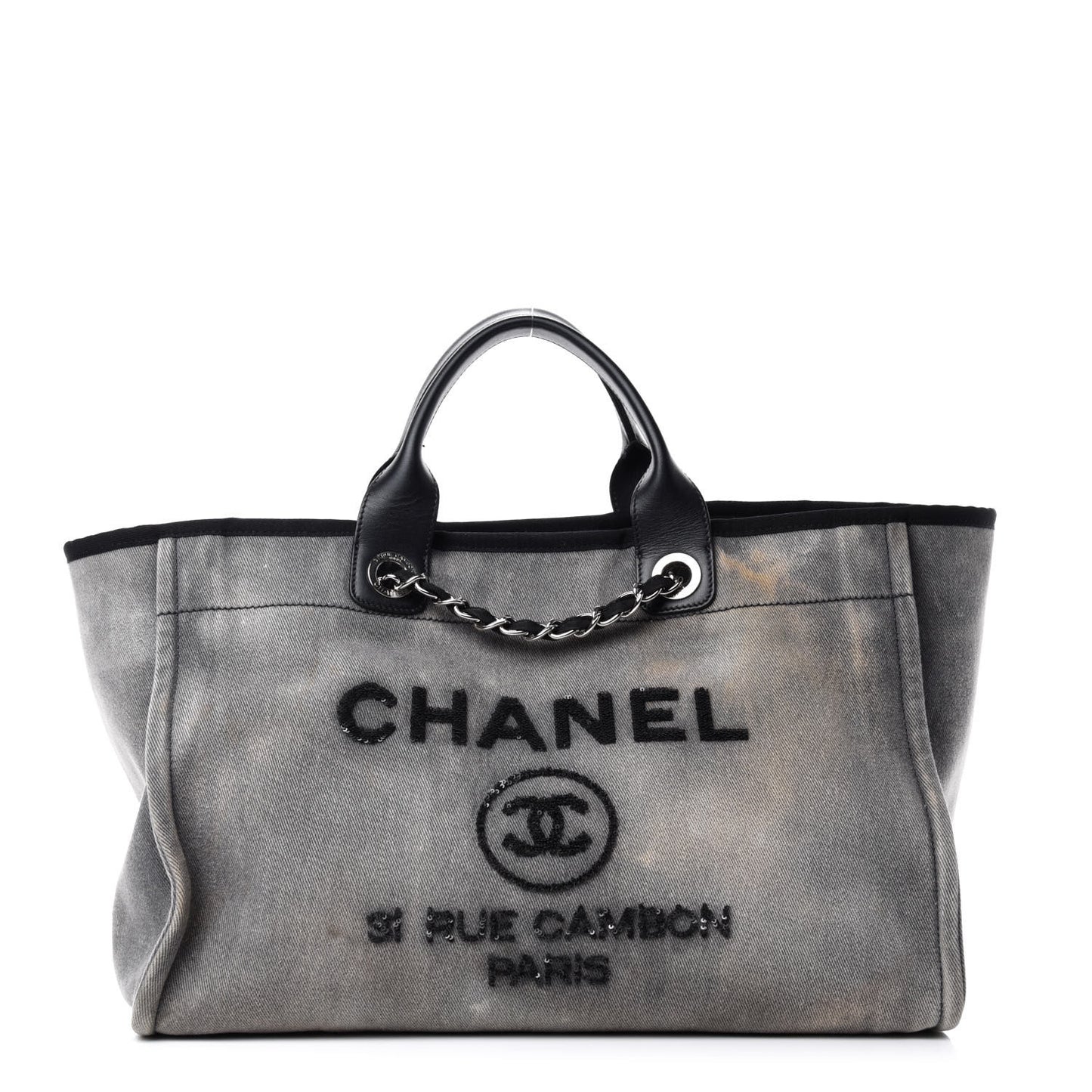 Canvas Sequin Medium Deauville Tote Charcoal