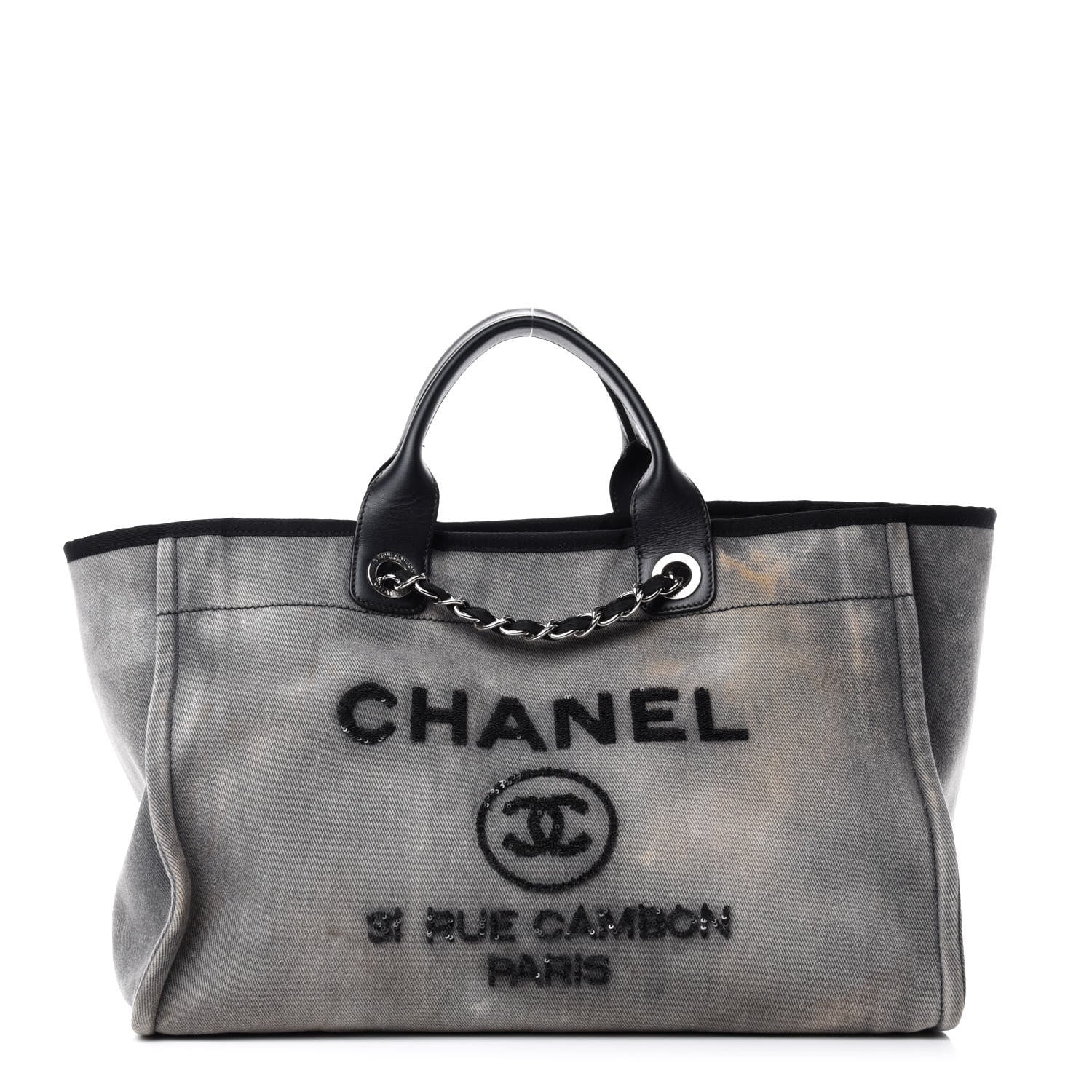 Chanel Canvas Sequin Medium Deauville Tote Charcoal 1 of 13