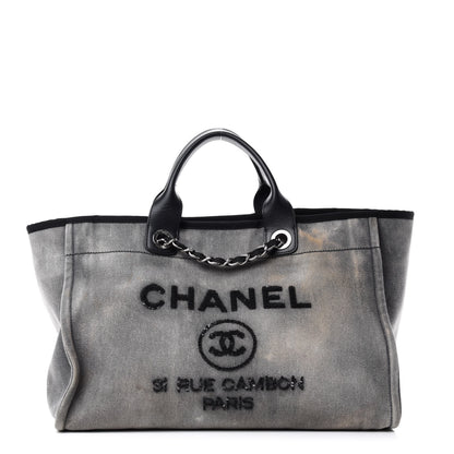 Chanel Canvas Sequin Medium Deauville Tote Charcoal 1 of 13