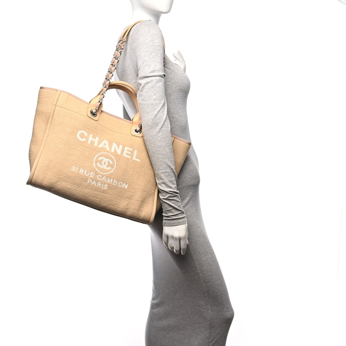 Mixed Fibers Medium Deauville Tote Beige