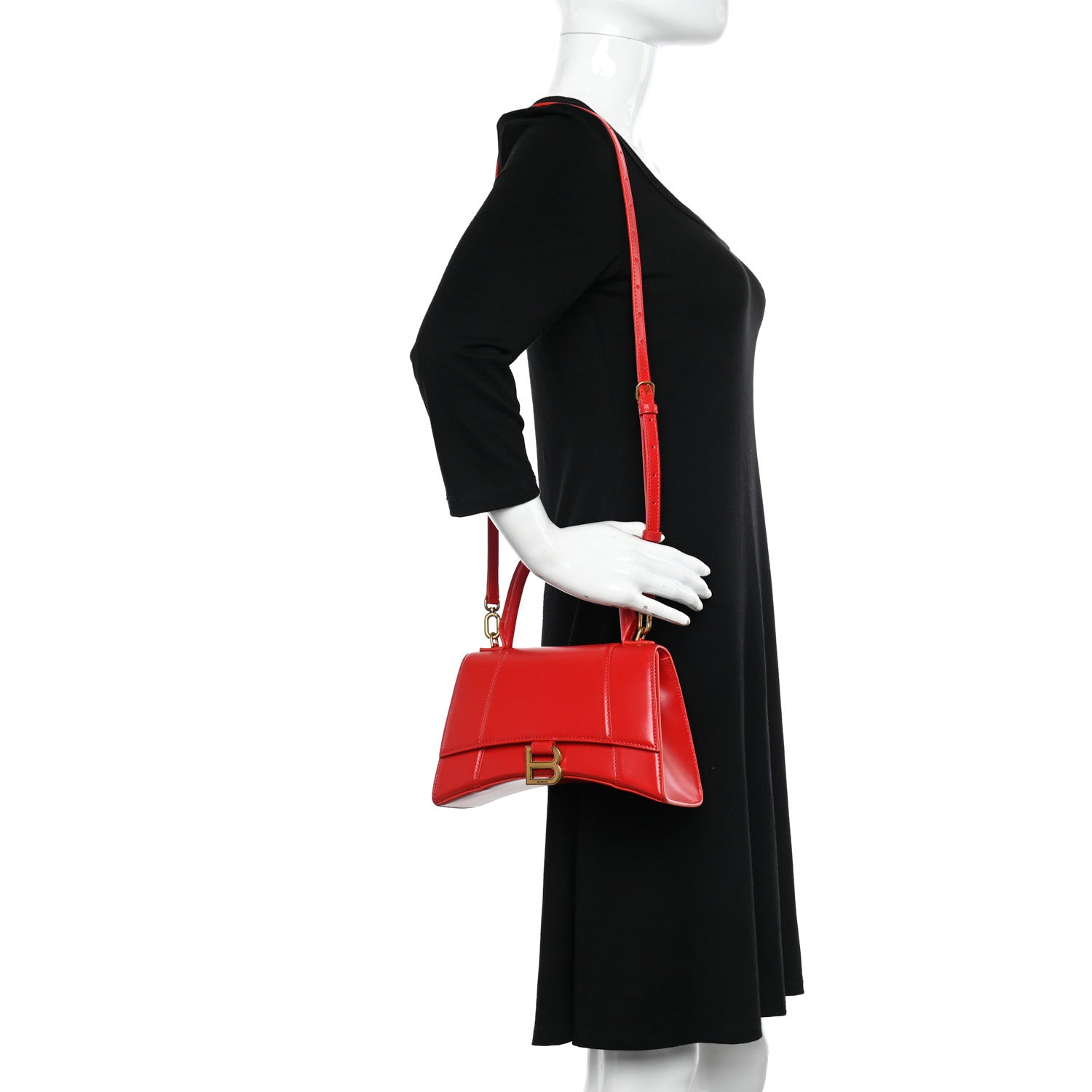 Balenciaga Shiny Box Calfskin Small Hourglass Top Handle Bag Bright Red 2 of 9