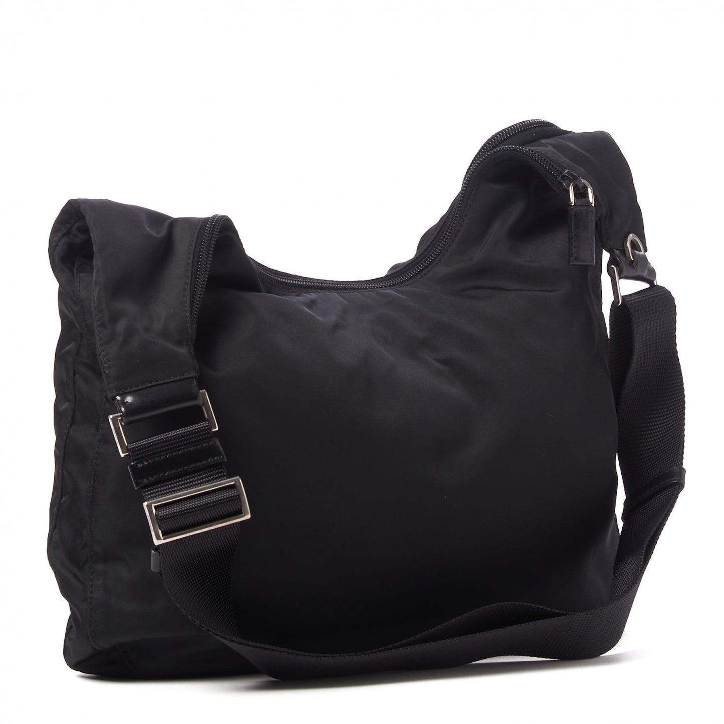 Nylon Tessuto Messenger Bag Black