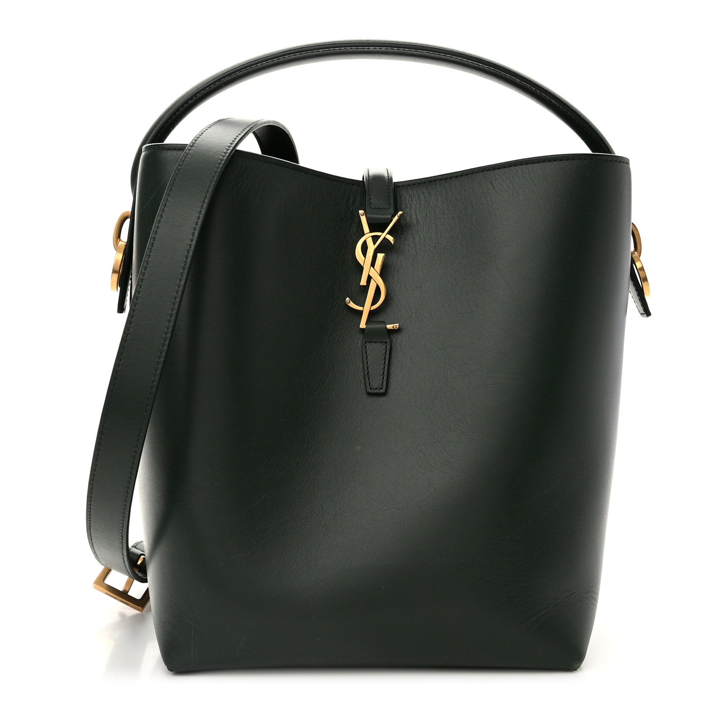 Shiny Calfskin Le 37 Bucket Bag Vert Fonce