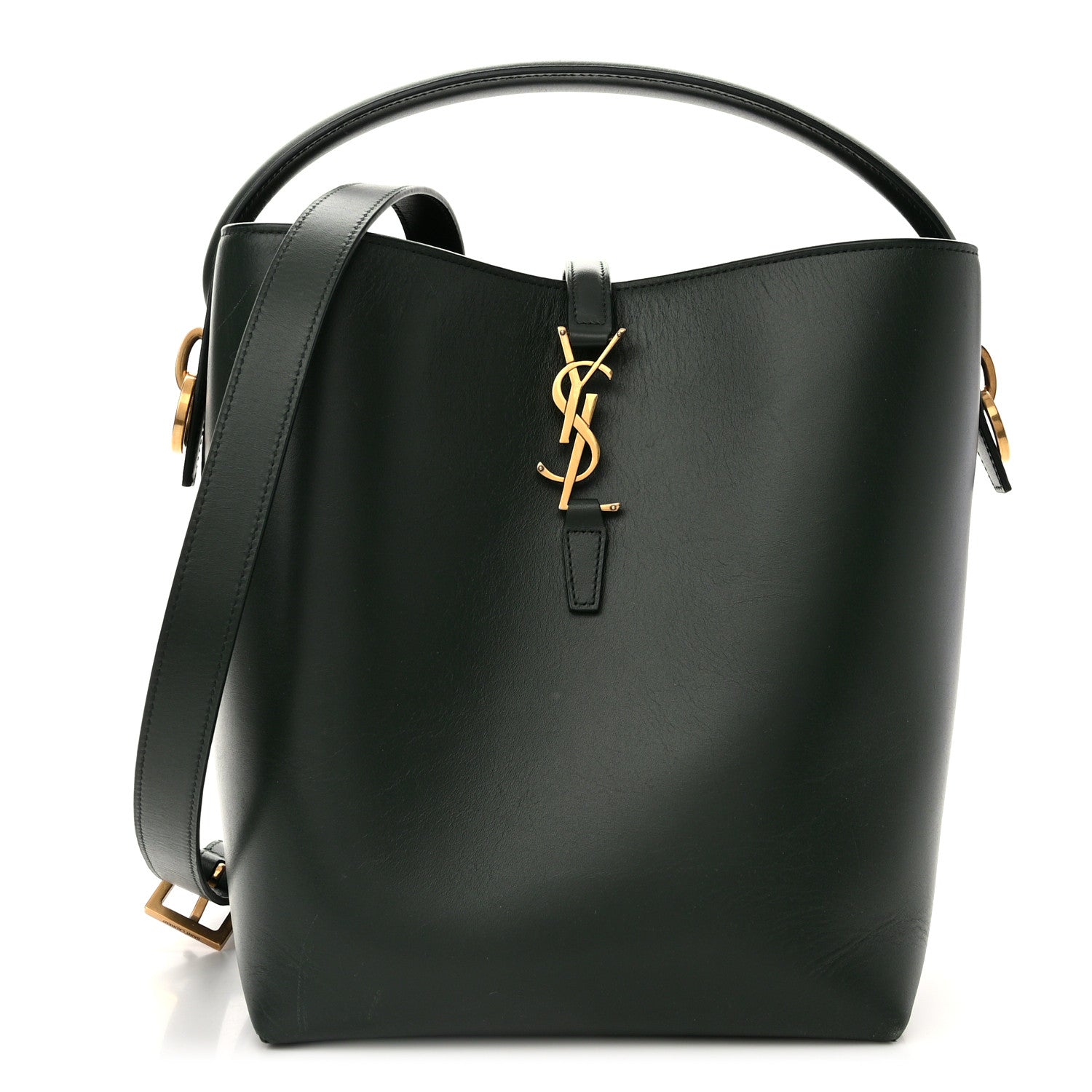 Saint Laurent Shiny Calfskin Le 37 Bucket Bag Vert Fonce 1 of 13