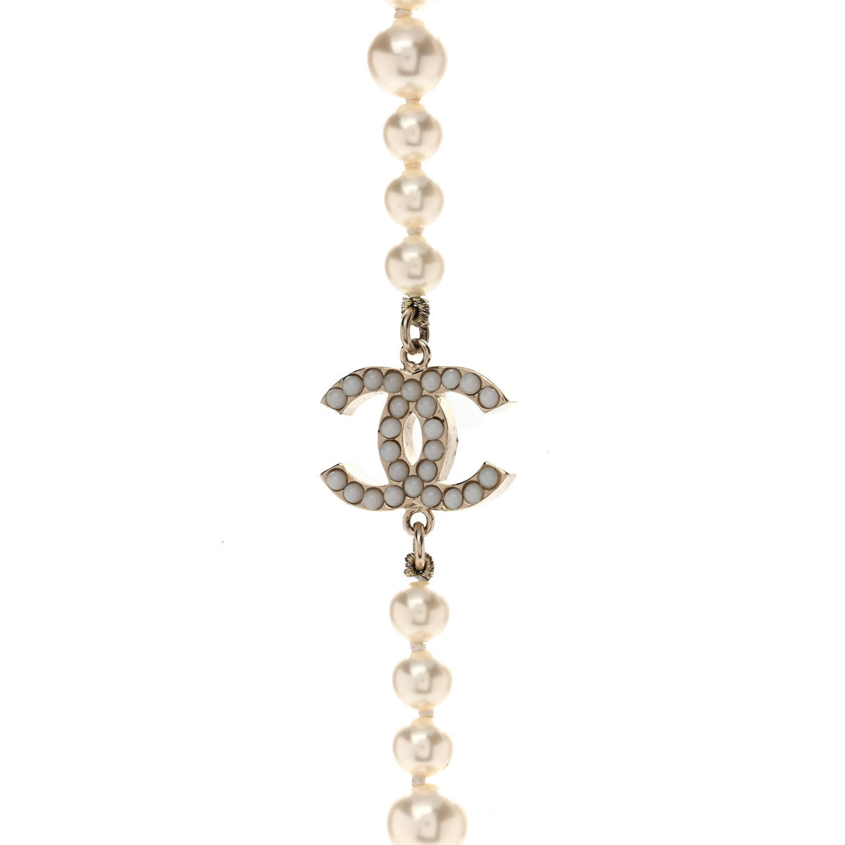Chanel Graduated Pearl CC Long Necklace Light Gold 4 of 6