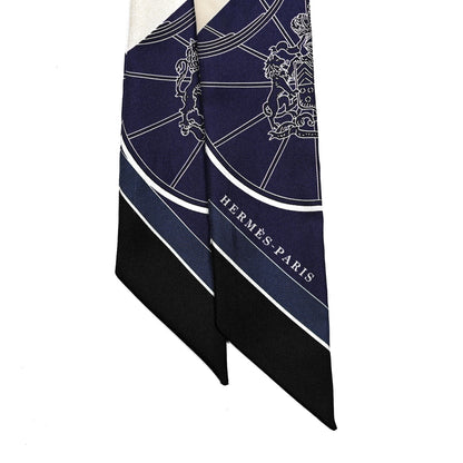 Hermes Silk Springs Springs Twilly Marine Creme Petrole 2 of 5