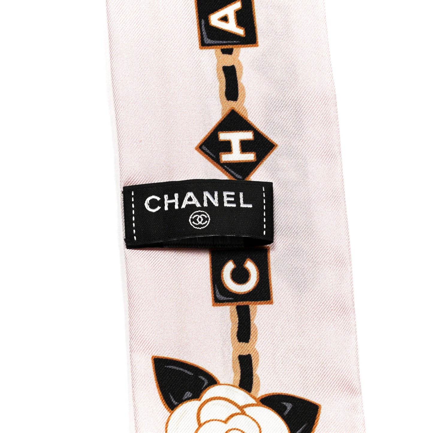 Silk CC Charms Slim Bandeau Scarf Pink