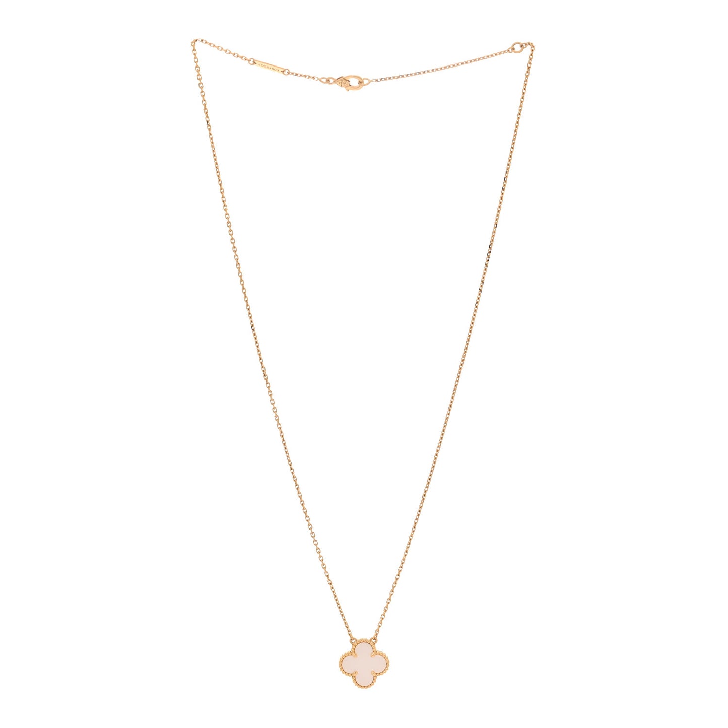 18K Yellow Gold Mother of Pearl Vintage Alhambra Pendant Necklace