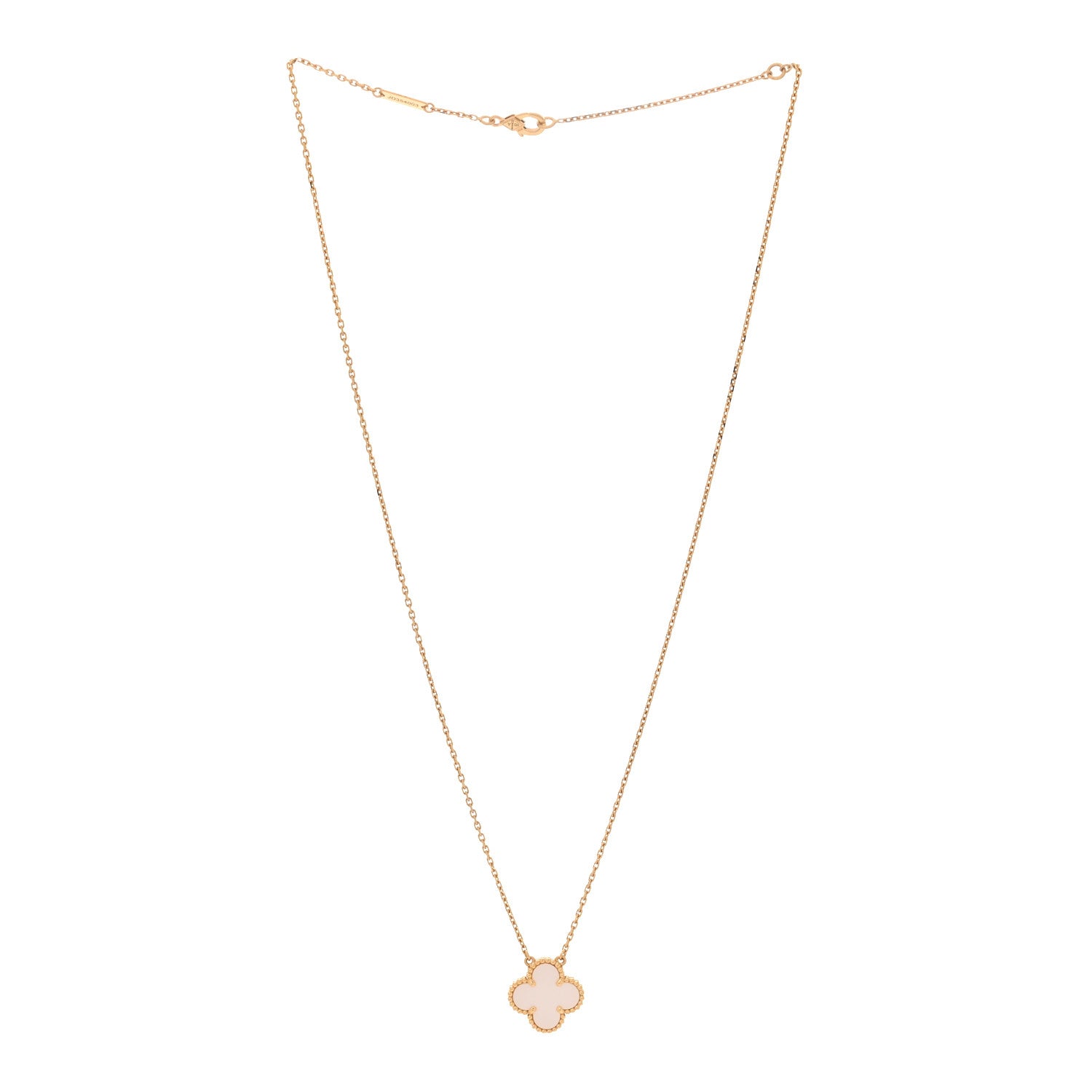 Van Cleef & Arpels 18K Yellow Gold Mother of Pearl Vintage Alhambra Pendant Necklace 3 of 5