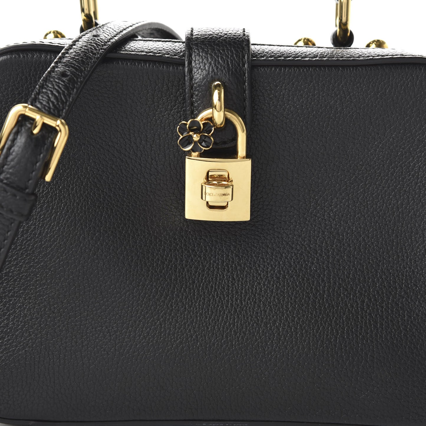 Drummed Calfskin Rosaria Shoulder Bag Black
