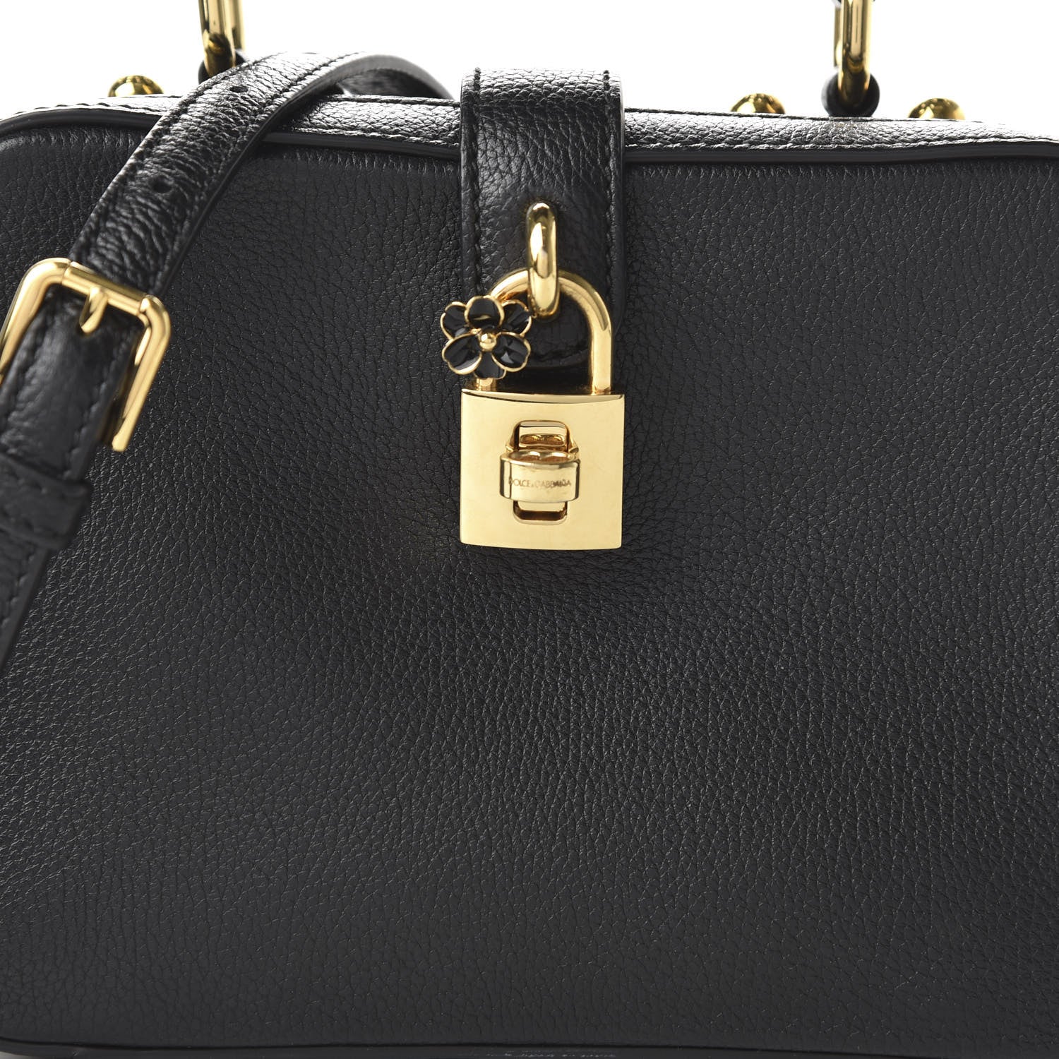Dolce & Gabbana Drummed Calfskin Rosaria Shoulder Bag Black 9 of 9
