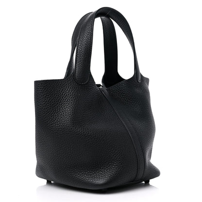 Hermes Taurillon Clemence Monochrome Picotin Lock 18 PM Black 3 of 12