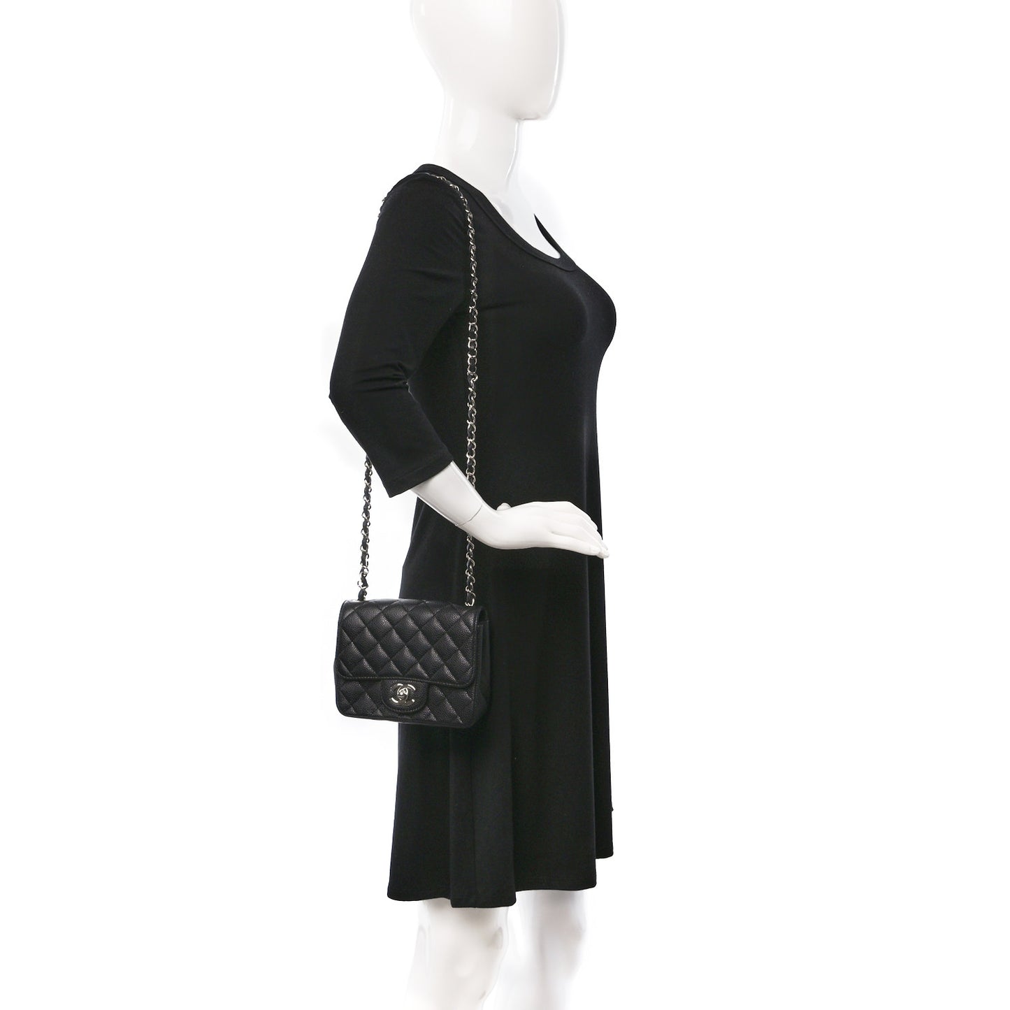 Caviar Quilted Mini Square Flap Black