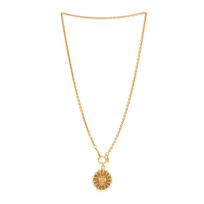 Chanel Metal CC Sunburst Pendant Necklace Gold 3 of 5