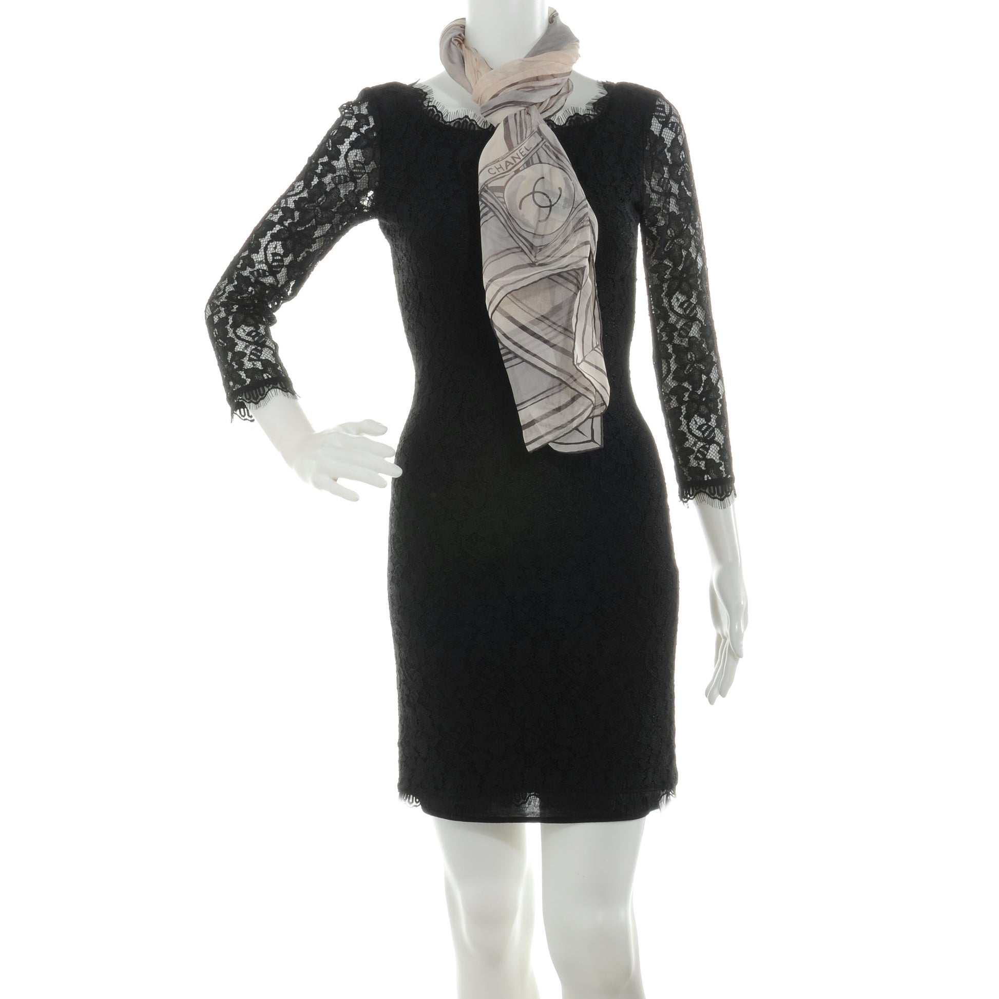 Chanel Silk Rayon CC Logo Stole Beige 2 of 5