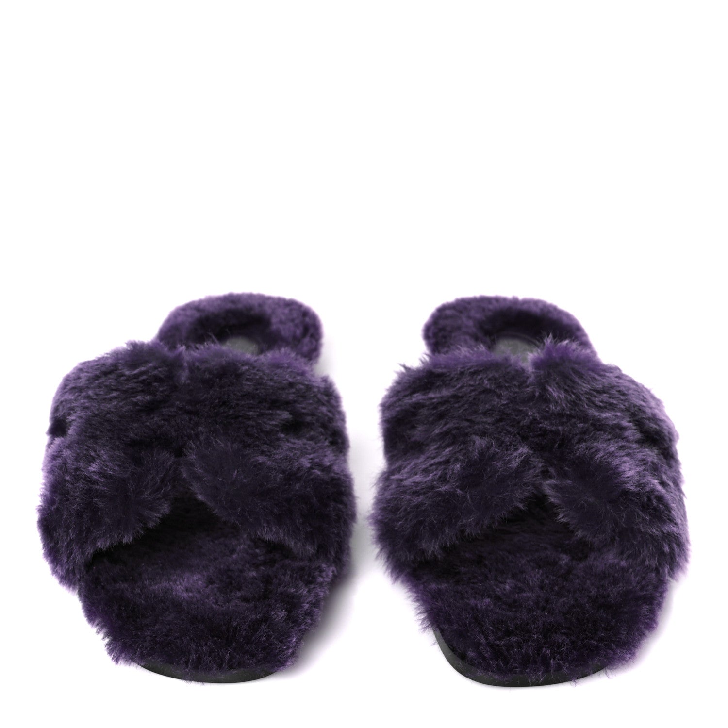 Hermes Woolskin Oran Sandals 38.5 Violet Fonce 3 of 8