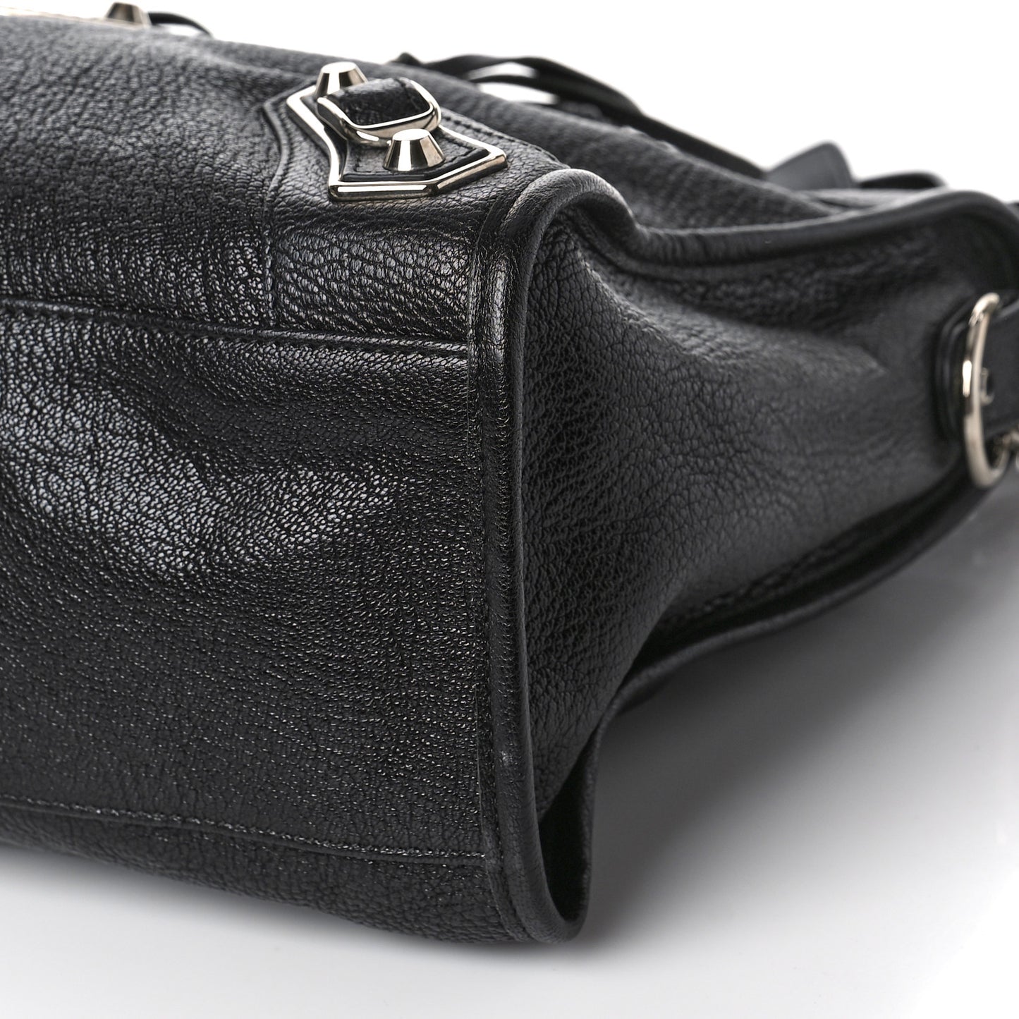 Chevre Silver Metallic Edge Hardware City Black