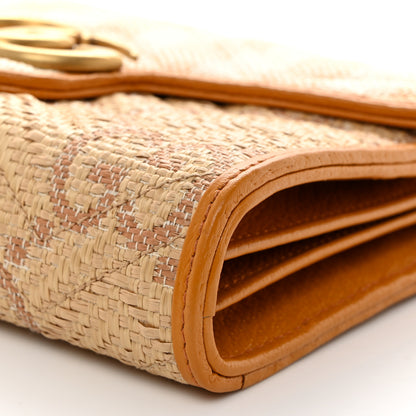 Gucci Raffia GG Monogram Matelasse GG Marmont Chain Wallet Natural Beige Off White Sun Oil 10 of 10