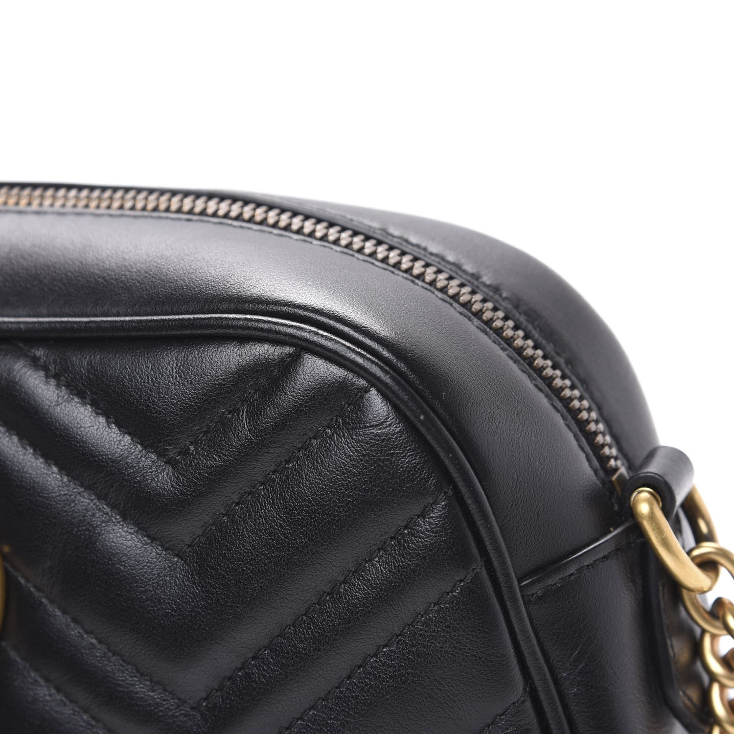 Gucci Calfskin Matelasse Small GG Marmont Chain Shoulder Bag Black 9 of 12