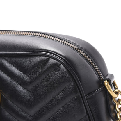Gucci Calfskin Matelasse Small GG Marmont Chain Shoulder Bag Black 9 of 12