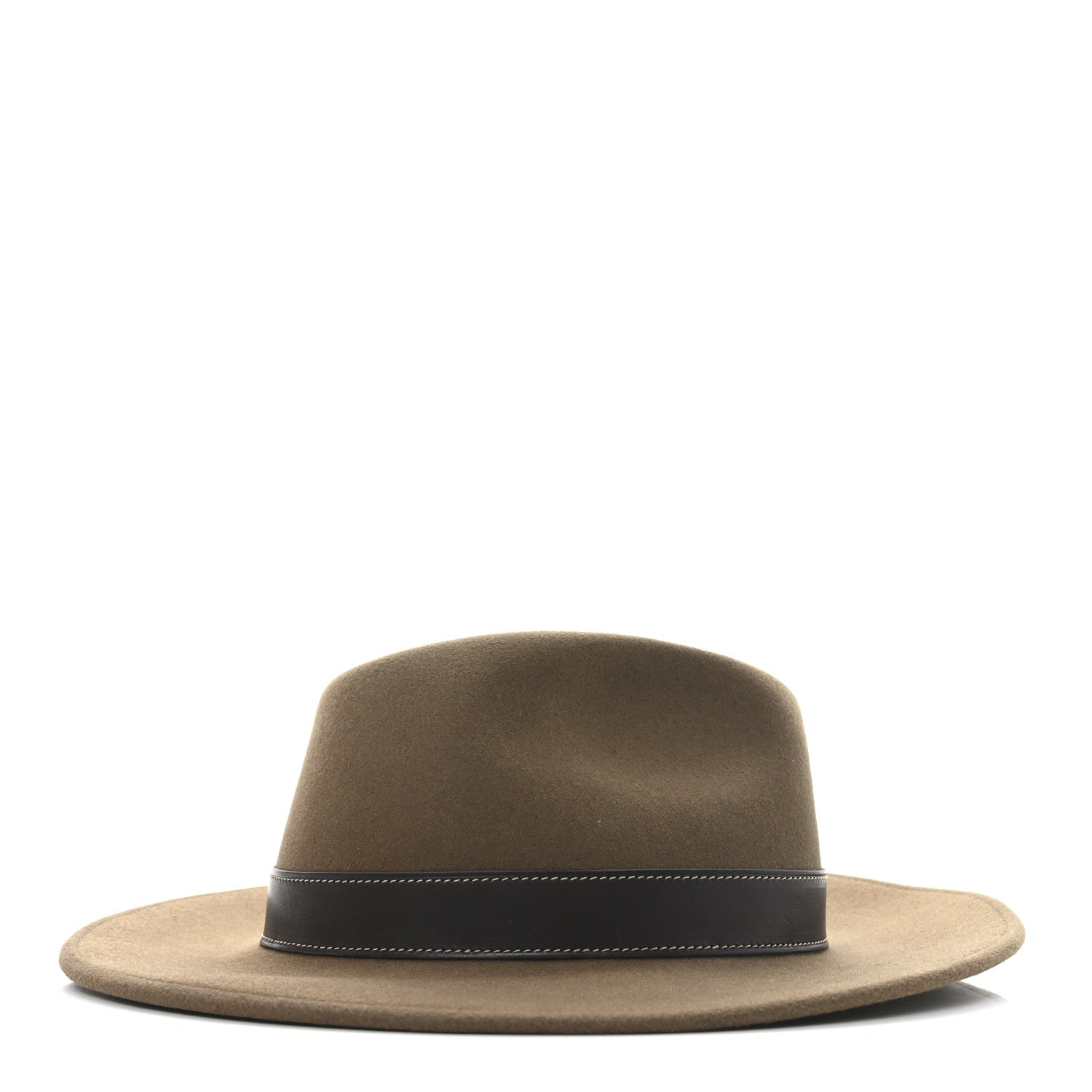 Hermes Felt Calfskin Fedora Hat 57 Brown 5 of 9
