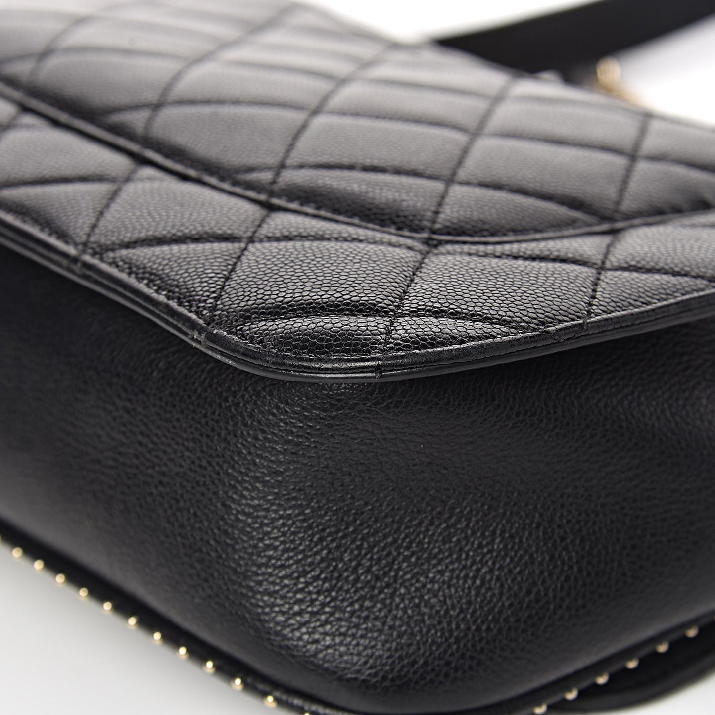 Caviar Quilted Large Studded Flap Black
