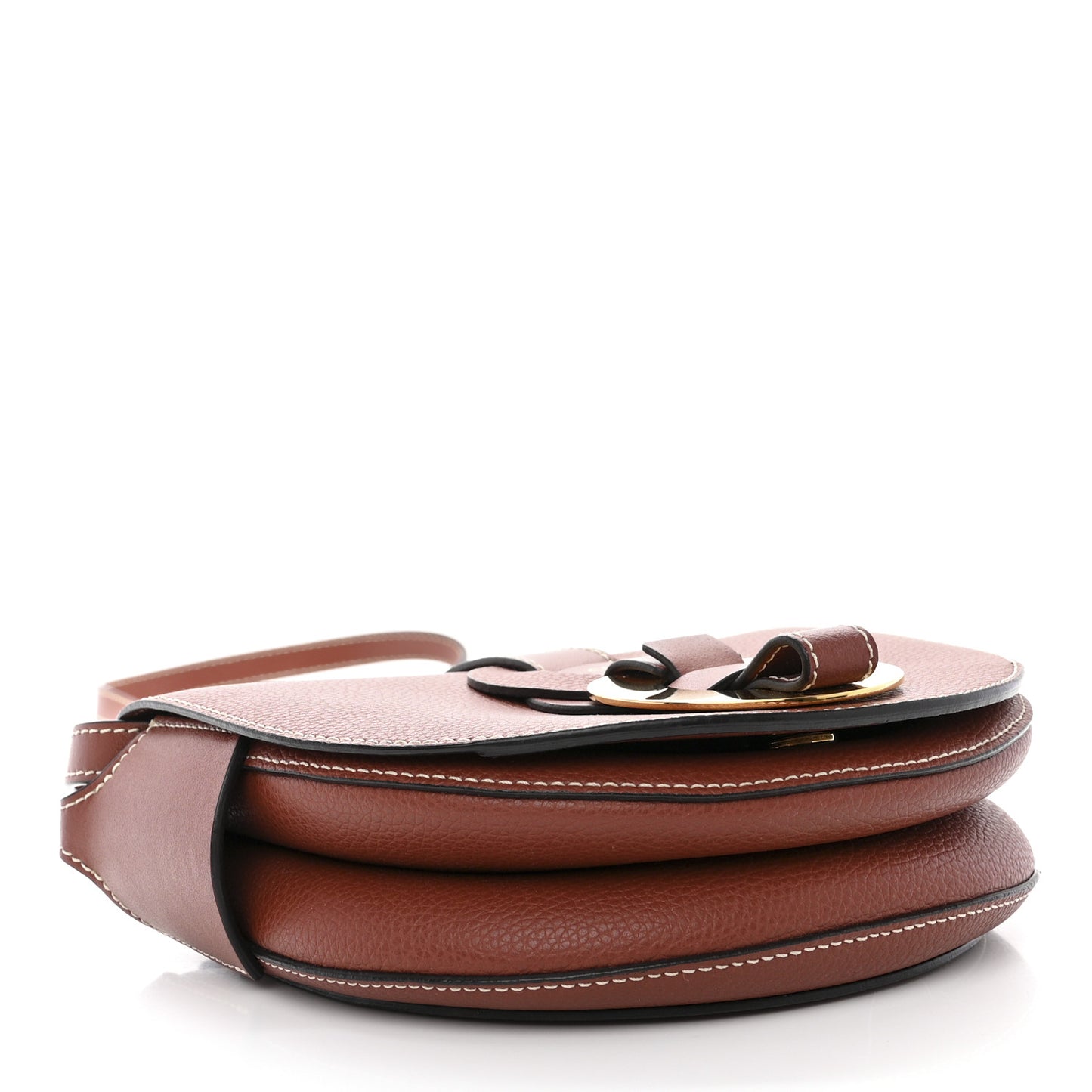 Grained Calfskin Small Darryl Saddle Crossbody Bag Sepia Brown
