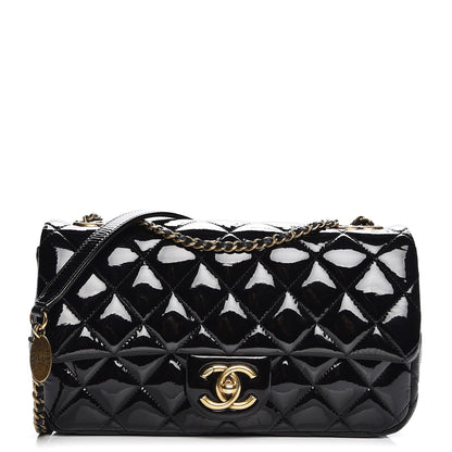 Chanel Patent Goatskin Quilted Medium CC Eyelet Flap Black 1 of 9
