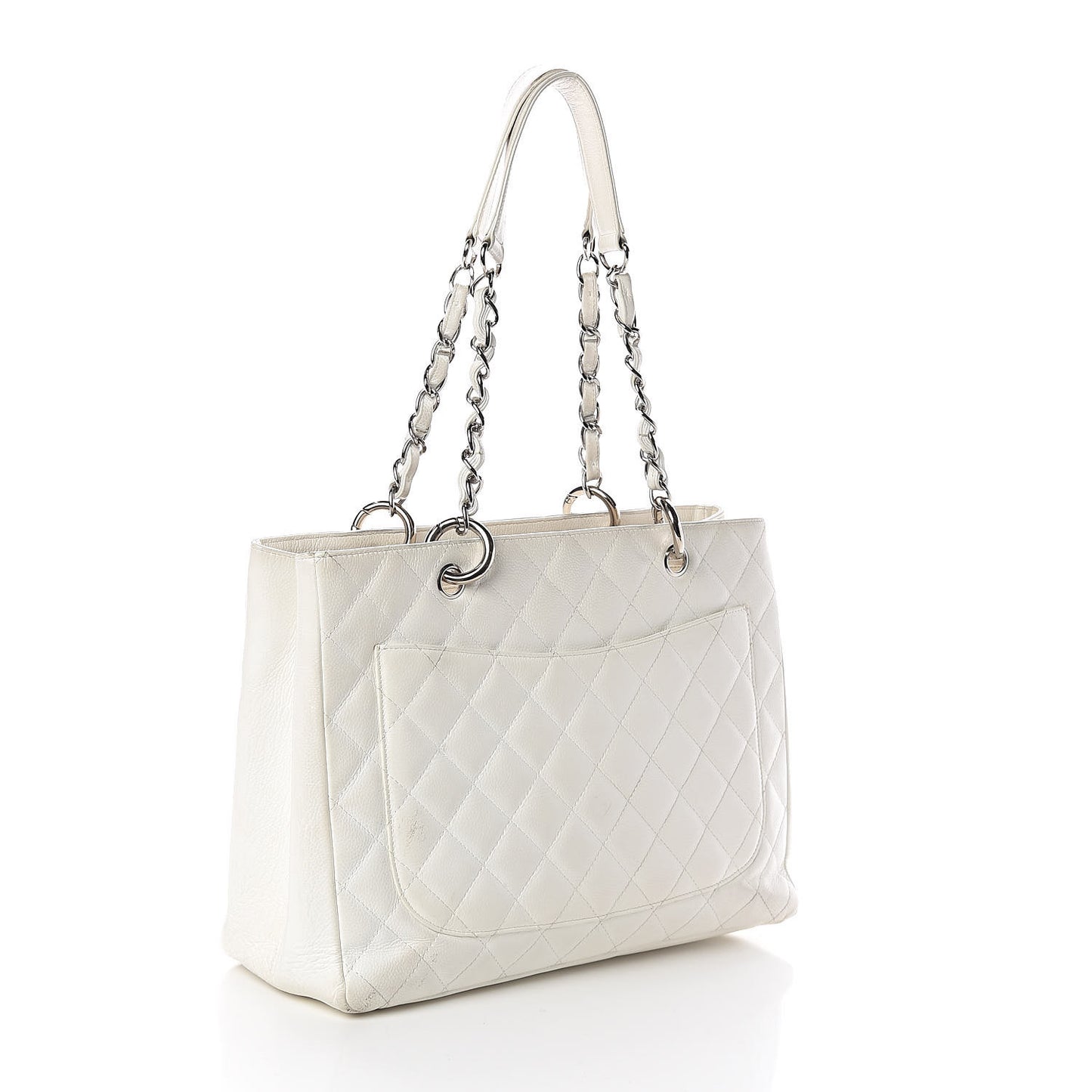 Caviar Quilted Grand Shopping Tote GST White